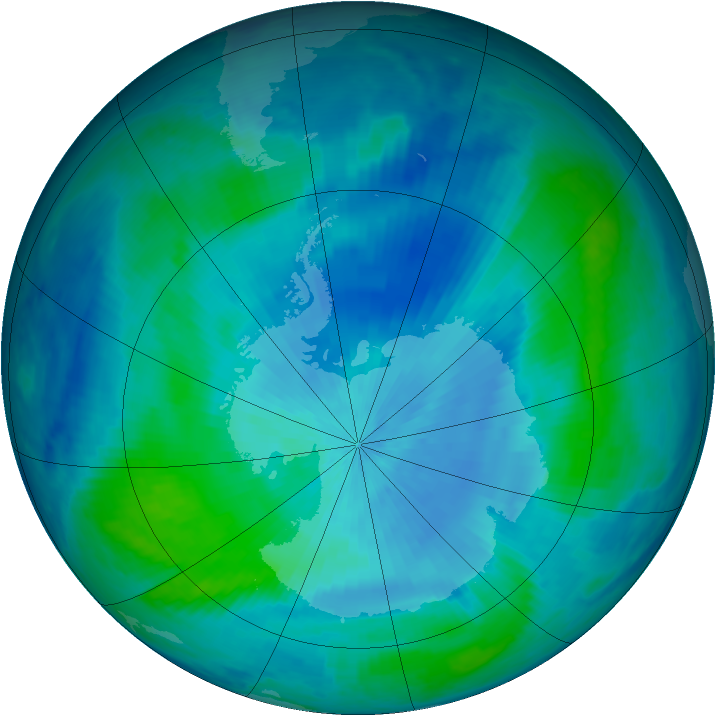 Antarctic ozone map for 03 March 1999